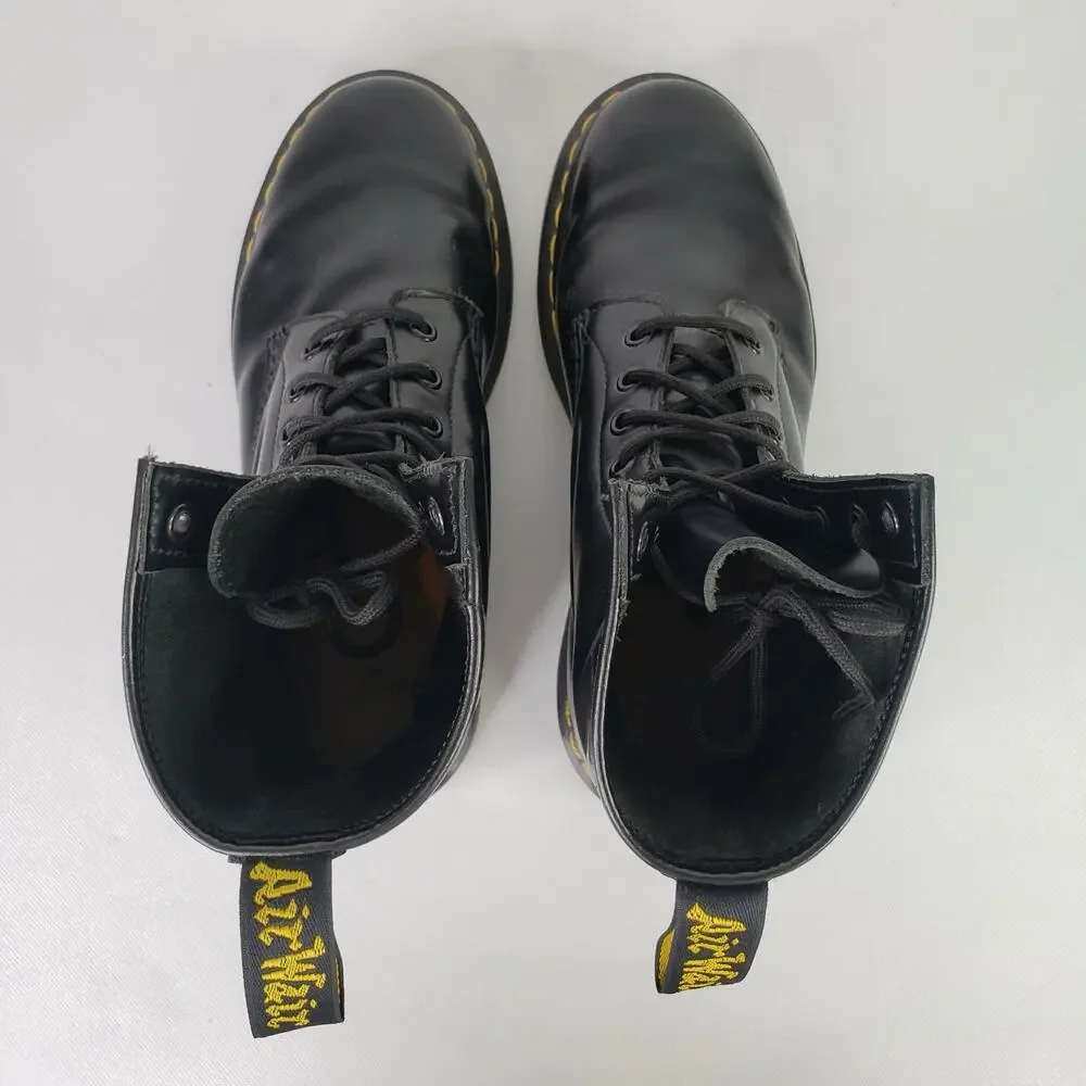 Dr. Martens Dc Black Patent Leather Combat Utility Boots Women’s 9 Lace Up Eye